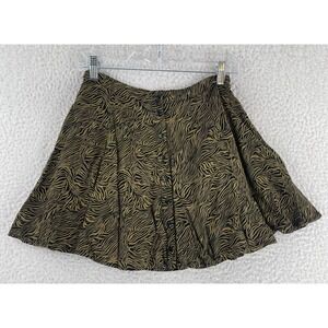 Urban Outfitters Olive Green Black Animal Print A-Line Skirt Womens Short Size S